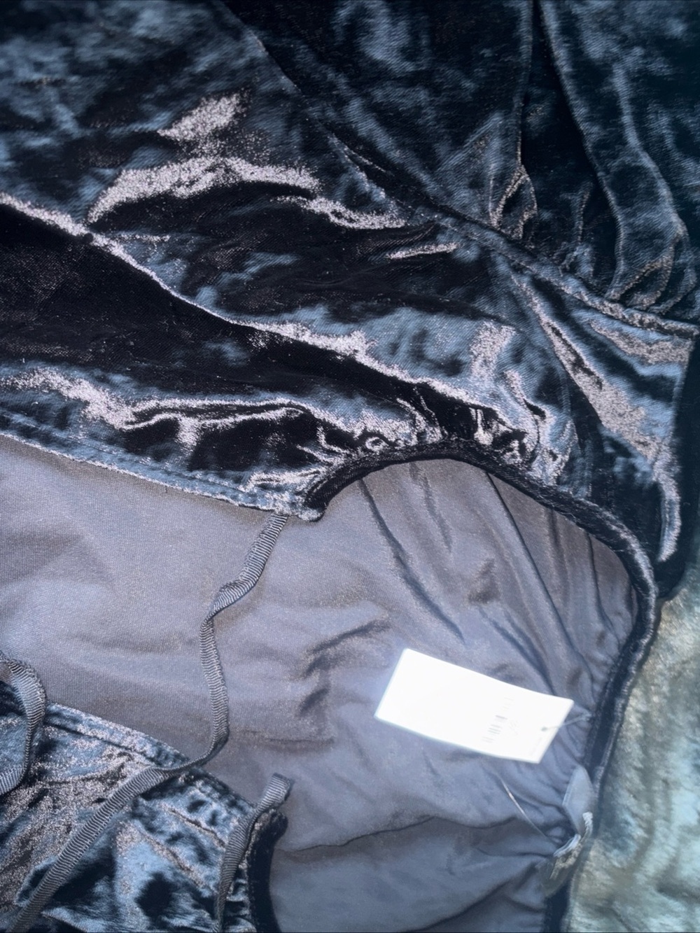 Black Velvet Dress with Drawstring Detail